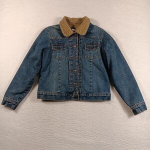 Vintage Gap Jacket Women Medium Blue Denim Trucker Sherpa Lined Y2K Cowgirl